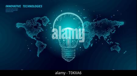 L'heure de la Terre monde concept l'ampoule. Planète monde poly basse polygonale globe carte. Save Eco écologie environnement green energy power concept vecteur bannière Illustration de Vecteur