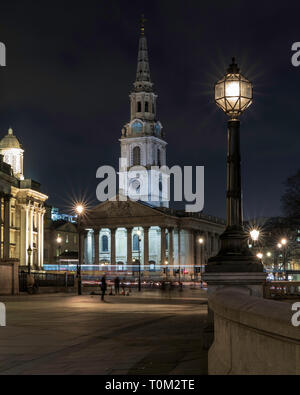 St Martin-in-the-Fields Georgean Église à Trafalgar Square à Londres de nuit. Banque D'Images