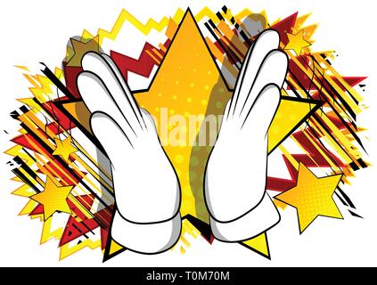 Vector cartoon hand clapping. Inscrivez-illustration sur fond de bande dessinée. Illustration de Vecteur