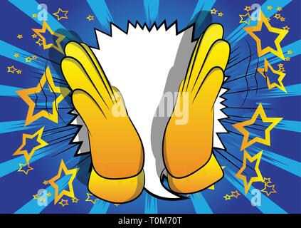 Vector cartoon hand clapping. Inscrivez-illustration sur fond de bande dessinée. Illustration de Vecteur