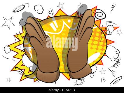 Vector cartoon hand clapping. Inscrivez-illustration sur fond de bande dessinée. Illustration de Vecteur