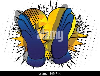 Vector cartoon hand clapping. Inscrivez-illustration sur fond de bande dessinée. Illustration de Vecteur