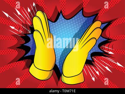 Vector cartoon hand clapping. Inscrivez-illustration sur fond de bande dessinée. Illustration de Vecteur