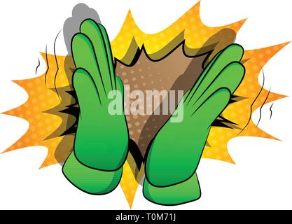 Vector cartoon hand clapping. Inscrivez-illustration sur fond de bande dessinée. Illustration de Vecteur
