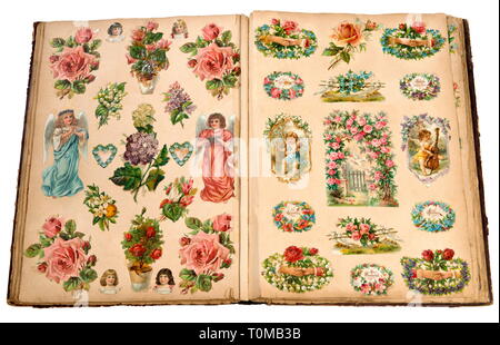 Le kitsch/cartes/souvenir, album de versets, ouvrez la page, lithographie, Allemagne, vers 1893, Additional-Rights Clearance-Info-Not-Available- Banque D'Images