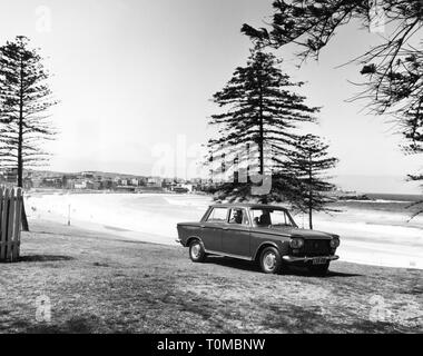 Transport / Transports, location de véhicules, véhicules, Fiat 1300, vue de l'avant, la plage de Bondi, près de Sydney, Nouvelle Galles du Sud, Australie, 1960 Additional-Rights Clearance-Info-Not-Available- Banque D'Images