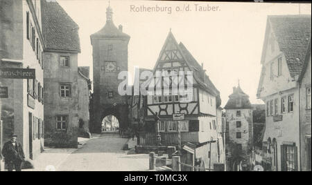 Géographie / voyage, Allemagne, Rothenburg ob der Tauber, rues, suis Ploenplein dans la Schmidgasse, photo, carte postale, cachet de 1904 Additional-Rights Clearance-Info-Not-Available- Banque D'Images