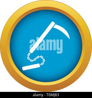 Icône Kusarigama isolés vecteur bleu Illustration de Vecteur