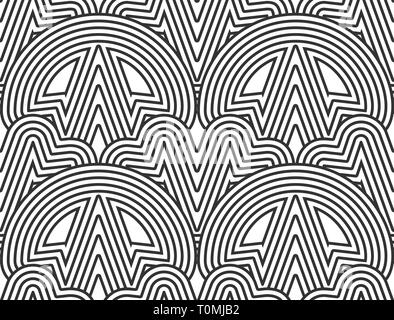 Modèle de vecteur seamless arcs qui se chevauchent dans un style art déco. Texture abstrait moderne et élégant Illustration de Vecteur