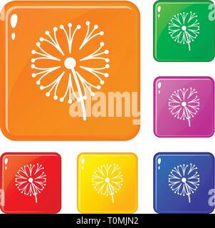 Plante de pissenlit icons set vector color Illustration de Vecteur