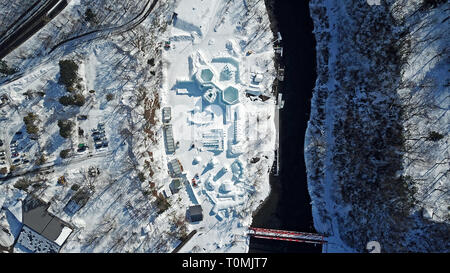 Vue aérienne du lac de Shikotsu Hokkaido au Japon Banque D'Images