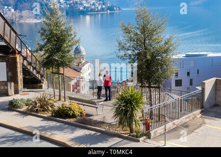 Lugano, Suisse - 10 mars 2019 : la vue incroyable de la ville de Lugano, Suisse Banque D'Images