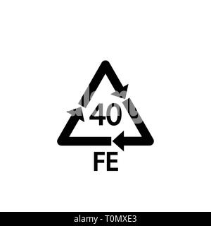 Symbole de recyclage de l'acier FE 40 , le code de recyclage des métaux FE 40 , vector Illustration de Vecteur