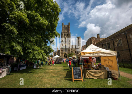 Cathédrale d'Ely et du marché ; Cambridgshire ; UK Banque D'Images