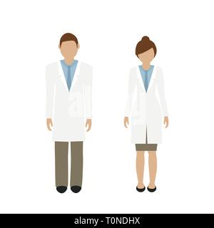 L'homme et la femme médecin de caractères en sarrau blanc isolé sur fond blanc vector illustration EPS10 Illustration de Vecteur