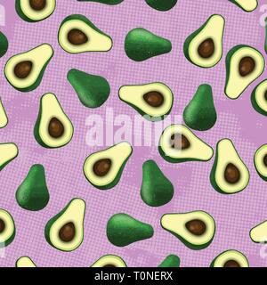 Modèle transparent avec de l'avocat sur fond violet, vector illustration Illustration de Vecteur
