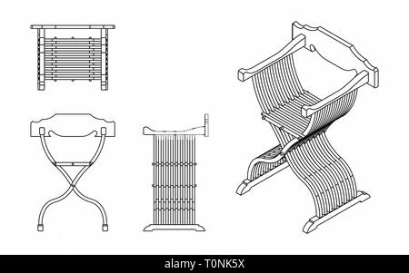 Contour seul siège romain Illustration de Vecteur