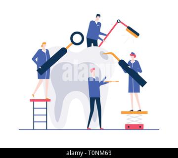 Soins dentaires - télévision couleur style design illustration Illustration de Vecteur