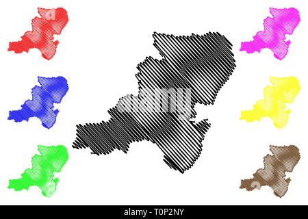 L'Aberdeenshire (Écosse, Royaume-Uni, l'administration locale en Ecosse) map vector illustration, croquis gribouillis d'Aberdeenshire site Illustration de Vecteur