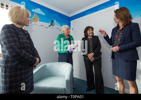 Larbert, Falkirk, UK. 21 mars 2019. Sur la photo : (gauche - droite) Cathie Cowan - Chef de la NHS Forth Valley ; Lynn Wadell - NHS Forth Valley égalité ; Jeane Freeman MSP - Cabinet Secrétaire de la Santé et du Sport ; le Dr Catherine Calderwood - Médecin-chef de gouvernement écossais. Crédit : Colin Fisher/Alamy Live News Banque D'Images