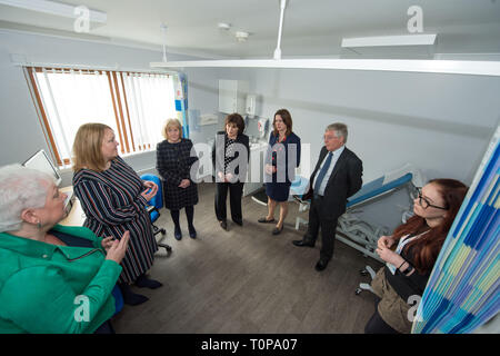 Larbert, Falkirk, UK. 21 mars 2019. Sur la photo : (gauche - droite) Lynn Wadell - NHS Forth Valley égalité ; Hazel Somerville - la violence basée sur le genre et le gestionnaire de centre de plomb ; Cathie Cowan - Chef de la NHS Forth Valley ; Jeane Freeman MSP - Cabinet Secrétaire de la Santé et du Sport ; le Dr Catherine Calderwood - Médecin Chef du gouvernement écossais pour Linkston ; Alex chef Président NHS Forth Valley ; Nicky Carmichael - Depute Chef de groupe de travail. Crédit : Colin Fisher/Alamy Live News Banque D'Images