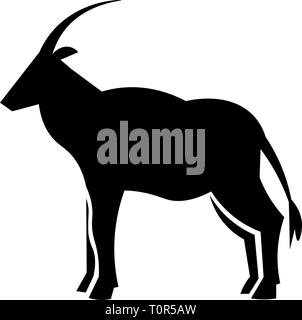 Ce vecteur image montre un comité permanent de l'antilope oryx d'Afrique de l'icône glyphe design. C'est isolé sur un fond blanc. Illustration de Vecteur