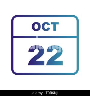 22 octobre date sur un seul jour calendrier Banque D'Images