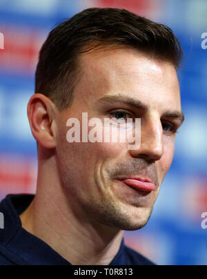 La République tchèque Vladimir Darida durant la conférence de presse au stade de Wembley, Londres. Banque D'Images