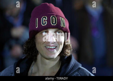 La Chelsea David Luiz assiste à l'UEFA Women's Champions League premier match de quart de finale de la jambe à la Cherry Red Records Stadium, Londres. Banque D'Images