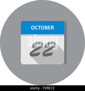 22 octobre date sur un seul jour calendrier Banque D'Images