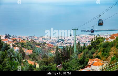 Funchal, Madère/Portugal. 09.05.2018 : téléphérique de Funchal à Monte Palace Tropical Garden. Banque D'Images