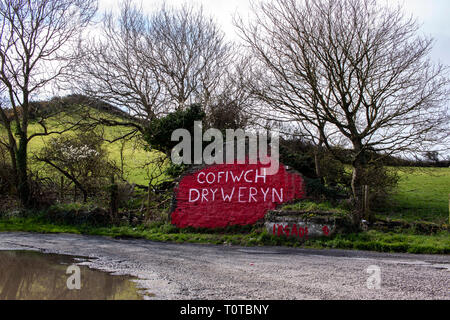 N'oubliez pas Tryweryn, la vallée dans le Nord du Pays de Galles qui a été inondée en 1960 de réglementer l'eau sur le Merseyside. Credit : Lewis Mitchell. Banque D'Images