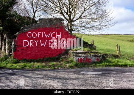 N'oubliez pas Tryweryn, la vallée dans le Nord du Pays de Galles qui a été inondée en 1960 de réglementer l'eau sur le Merseyside. Credit : Lewis Mitchell. Banque D'Images