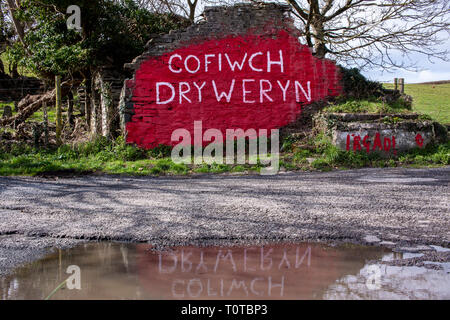 N'oubliez pas Tryweryn, la vallée dans le Nord du Pays de Galles qui a été inondée en 1960 de réglementer l'eau sur le Merseyside. Credit : Lewis Mitchell. Banque D'Images