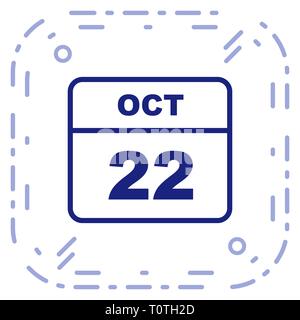 22 octobre date sur un seul jour calendrier Banque D'Images