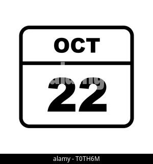 22 octobre date sur un seul jour calendrier Banque D'Images