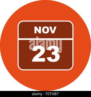 23 novembre Date sur un seul jour calendrier Banque D'Images