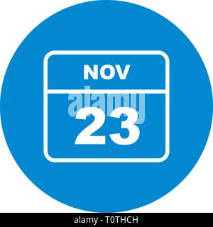 23 novembre Date sur un seul jour calendrier Banque D'Images