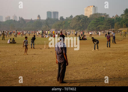 Mumbai, Inde - 1 janvier 2012 : Cricket joué sur Oval maidan à Mumbai Banque D'Images