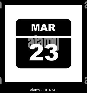 23 mars Date sur un seul jour calendrier Banque D'Images