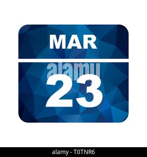 23 mars Date sur un seul jour calendrier Banque D'Images