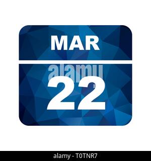 22 mars Date sur un seul jour calendrier Banque D'Images