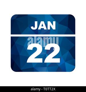 22 janvier Date sur un seul jour calendrier Banque D'Images