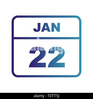 22 janvier Date sur un seul jour calendrier Banque D'Images