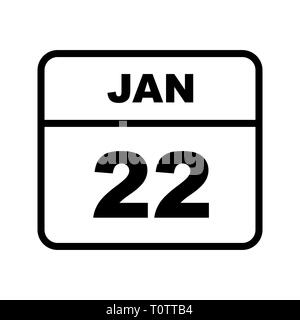 22 janvier Date sur un seul jour calendrier Banque D'Images