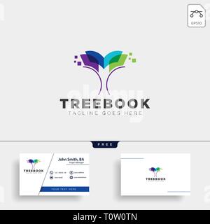 Arbre et fleur livre éducation line modèle logo icône illustration vectorielle - élément vectoriel Illustration de Vecteur