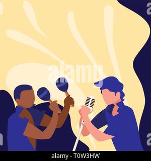 chanteur et musicien couple personnages dessin vectoriel d'illustration Illustration de Vecteur
