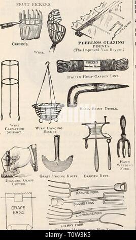 Dreer 1909 livre du jardin (1909) Le jardin 1909 Dreer livre dreers1909jardin1909henr Année : 1909 Outil de greffage. Cueilleurs de fruits Asperges-Ramasseur, Acme ; terminer 82 ' '• xxe siècle. (Voir coupe.) 1 couteau d'asperges. Anglais, 1,50 $ ; American, Ax. Lourd, 1,25 $ ; moyen, 1,00 $ ; lumière Berry crochet. Bill Hook. Bref, SI. 25 ; manche longue 2 manches (^stable). Push, le rotin ou le cacao ' ' L sort, le maïs et le rotin pour sportifs prend en charge. Sur le fil, 2 anneau, douz., 45 cts. ; 100, £3.00 ; 3 anneau, douz., 55 cts. ; 1003 amuse-gueules. Fer à repasser, toutes les 3')C. ; point de fer, 40c ; laiton point.. Les extracteurs de Dock. De lourdes 2 ' ou de mauvaises herbes. Sma Banque D'Images