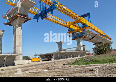 New Harbour Bridge Construction, lumière du matin, Corpus Christi, Texas, United States. Banque D'Images