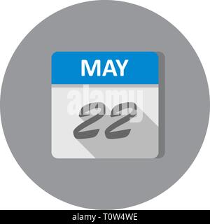 Le 22 mai Date à un seul jour calendrier Banque D'Images